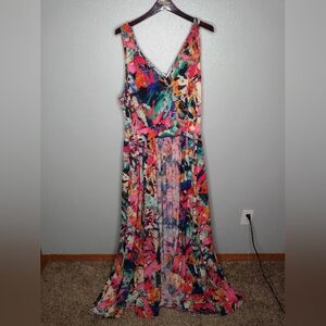 Quum Shop Abstract Maxi Dress Open Front Sleeveless Artsy Art To Wear X